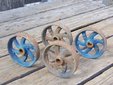 Vintage Industrial Hit-Miss cart Cast Iron Wheel Rustic decor art age steampunk