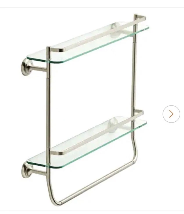 Prateleira dupla de vidro Delta FSS08-VBR 20" com barra de toalha cromada - Imagem 2 de 2