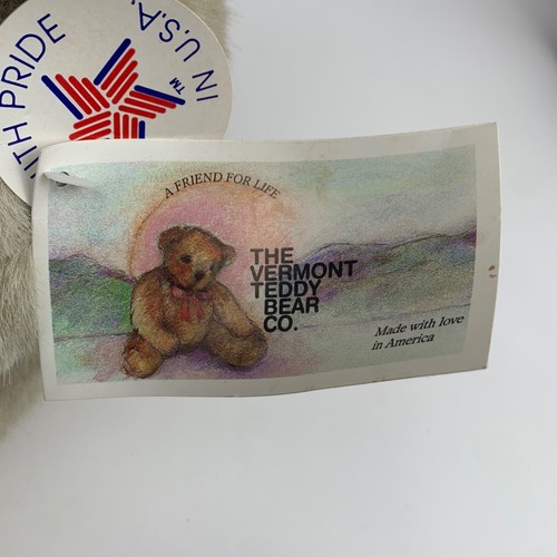 Vintage 1992 The Vermont Teddy Bear Co. 10" peluche rosso sciarpa fiori nuovo con etichette - Foto 14 di 19