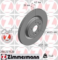 2X Zimmermann Bremsscheibe 290.2271.20 FüR Jaguar Xf/Xe F/I-PACE Hi.Ø325Mm