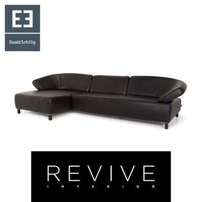 Ewald Schillig Butterfly Leather Sofa Black Corner Sofa #13233