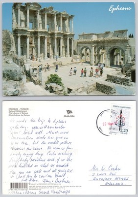 x04466 Bibliothek Celsius Ephesus Türkei Postkarte 2013 Stempel
