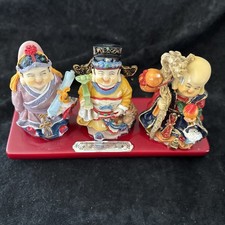 Vintage Japanese Kutani Three 3 Lucky Gods Figurines Porcelain Immortals