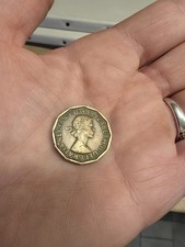 1953 Great Britain Elizabeth II Threepence (3d) Coin THREE PENCE Portcullis