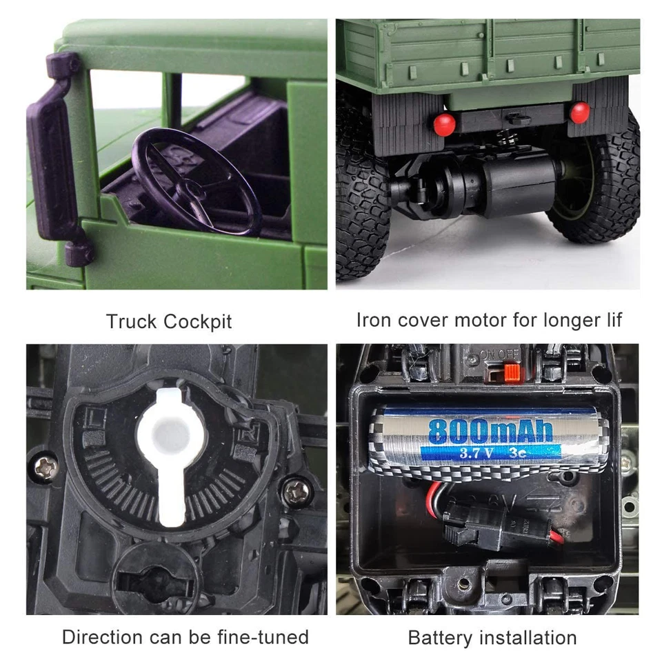 50 Minutes Playing Time RC Military Truck Off-Road Remote Control Car Army To... - Image 4 of 4