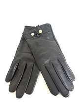 Women's Etienne Aigner Leather Dress Gloves Cashmere Lined Black Size XL NEW