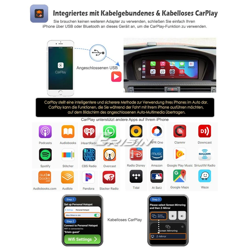 8.8” Android 14 Autoradio DAB+ Navi BMW 3er E90 E91 E93 E92 5er E60 E61 E63 CCC - Bild 4 von 4