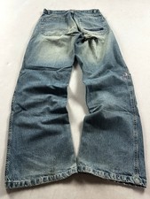 Distressed Wide Leg Jeans Baggy Y2K Vintage Faded Denim Grunge Skater Rare