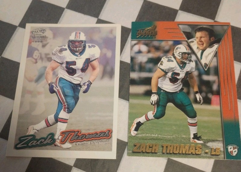 1998 Pacific Aurora - Zach Thomas #89 NFL Miami Dolphins Vintage Lot Of 2 