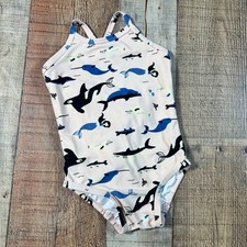 Hanna Andersson Pink Ocean Mermaid Whale One Piece Swimsuit 85cm US 2T