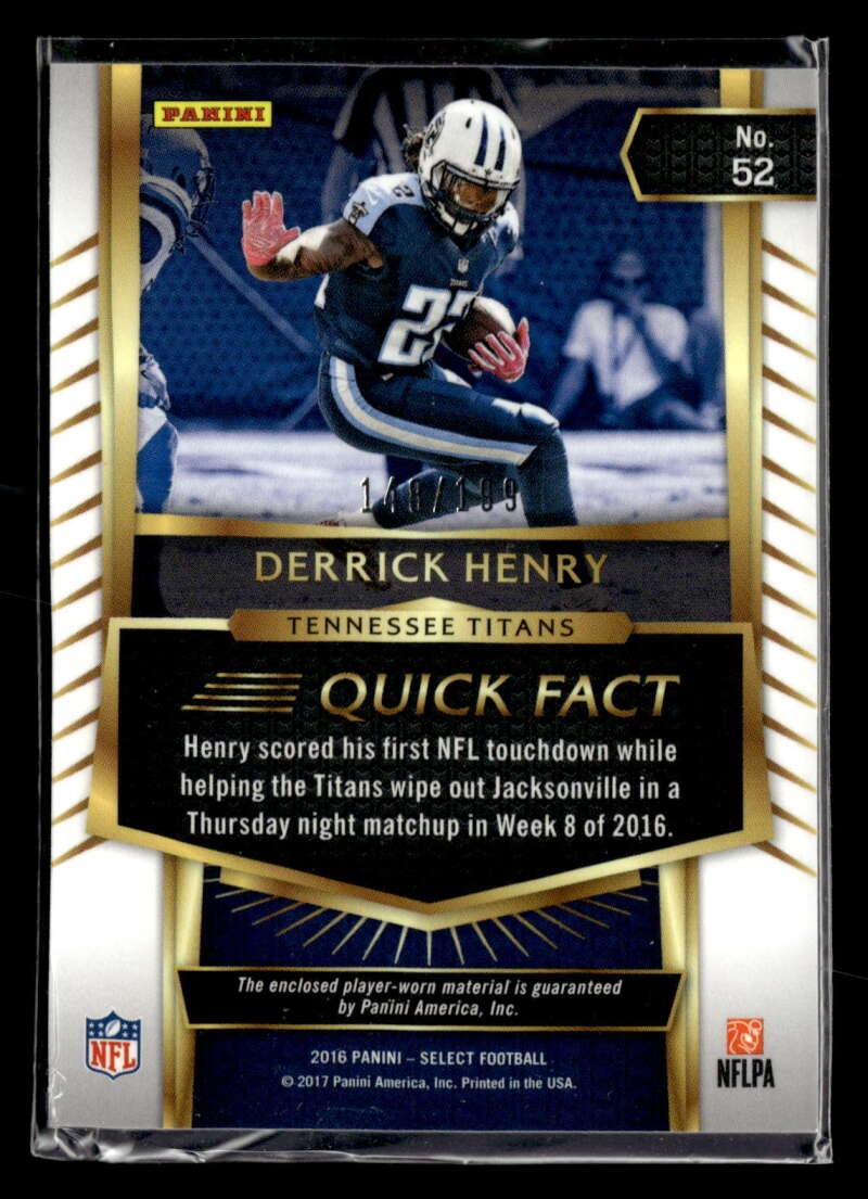 2016 Panini Select Derrick Henry #52 Rookie Jersey Relic /199