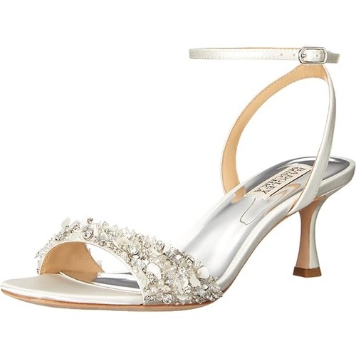 Badgley Mischka Embellished Evening Sandals Heels Soft White Size 6 NIB - Picture 3 of 14