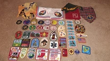 Vintage 1970's's Boy Scout BSA patches (57)  & (8) Neckerchiefs most unused