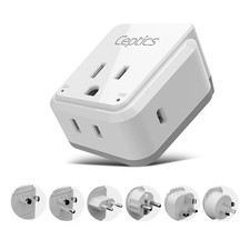 World Travel Plug Adapter Set, Safe USB-C 3.0-2 USA Socket,30W PD & QC - Comp...