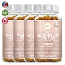 Triple Magnesium Complex Magnesium Glycinate, Malate for Muscles, Sleep Energy