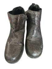 Girls dark Purple Glitter Ankle Boots Size 3