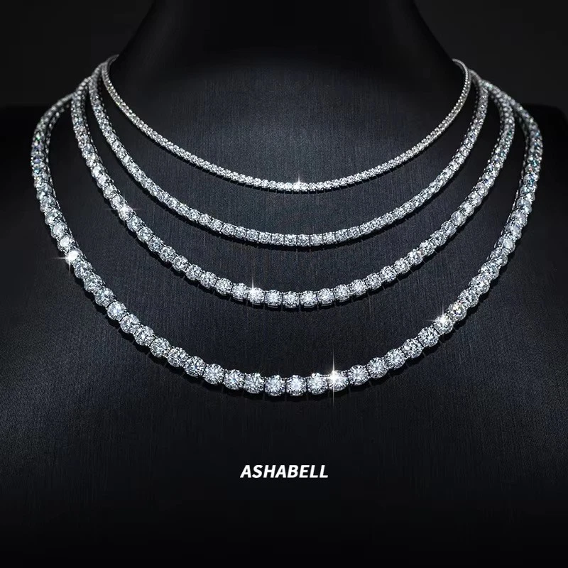 2-6.5mm VVS MOISSANITE Tennis Chain Necklace - 925 Sterling Silver - Men Women - Image 2 of 4