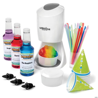 #ad Hawaiian Shaved Ice Machine Snow Cone Maker Kit w Syrups Cups Straws $46.99