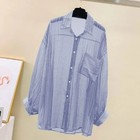 1pc Women Chiffon Sunscreen Shirt See Through Loose Cardigan Summer Blouse Top