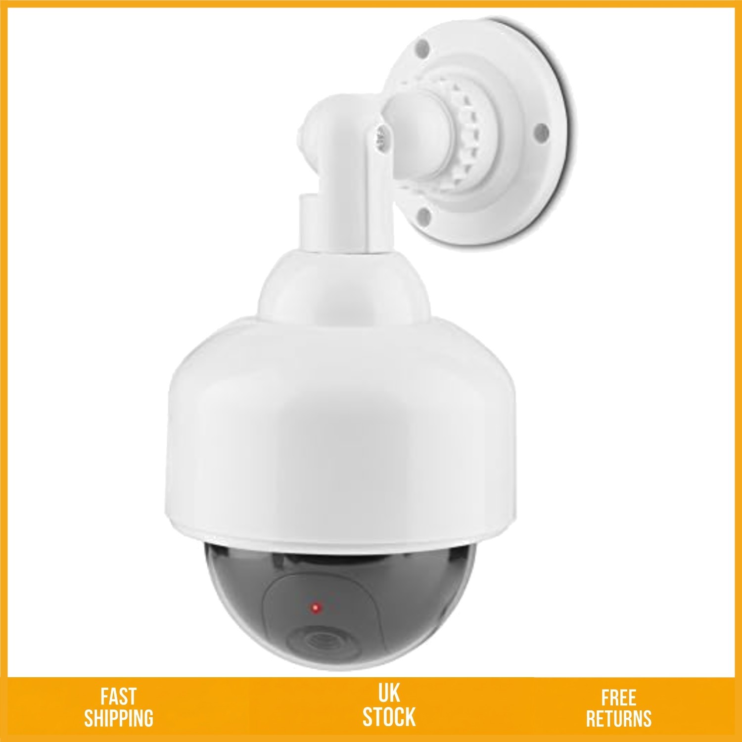 Realistic Fake Dome Security Camera Wireless 360 Rotation LED Flashing 1 Pack