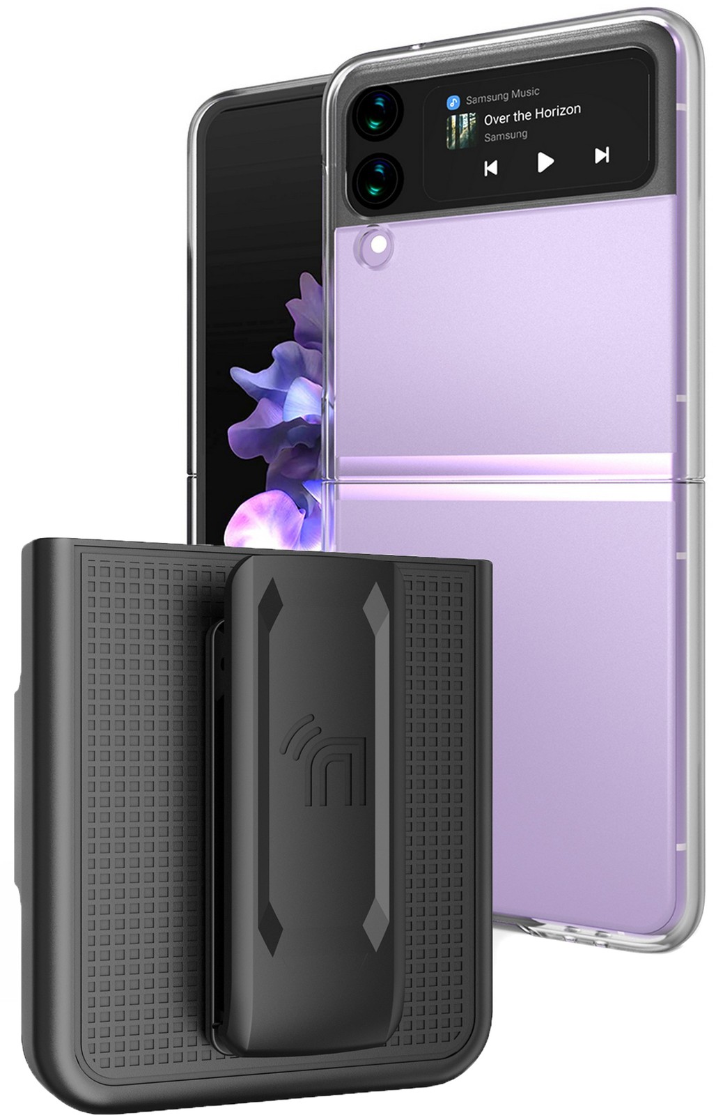 Clear Hard Case Cover and Belt Clip Holster Combo for Samsung Galaxy Z Flip 4 5G