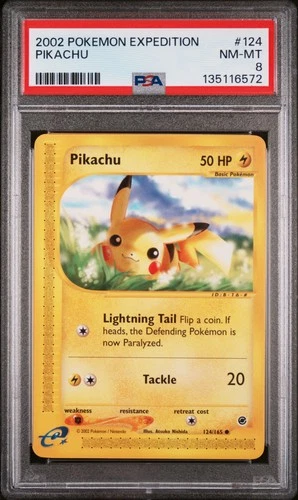 2002 POKEMON EXPEDITION #124 PIKACHU PSA 8