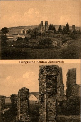 AK GRUSS AUS JÜNKERATH VULKANEIFEL BURGRUINE SCHLOSS 2 BILD UM 1920