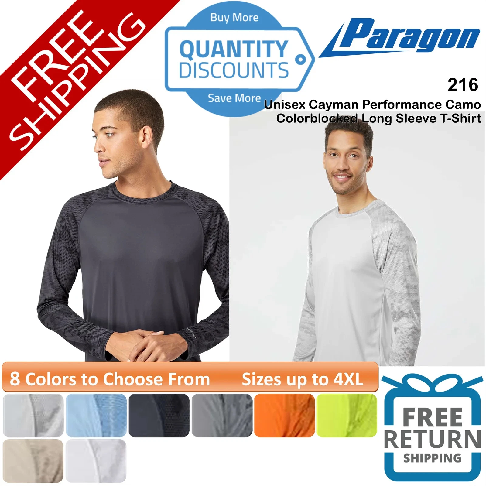 🔥 Paragon Unisex Cayman Camo Colorblocked Long Sleeve T-Shirt Up To 4XL 216
Opens in a new window o