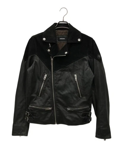 Diesel Switching Double Riders Jacket Leather Biker Jacket Men's Size M Black - product listing photo