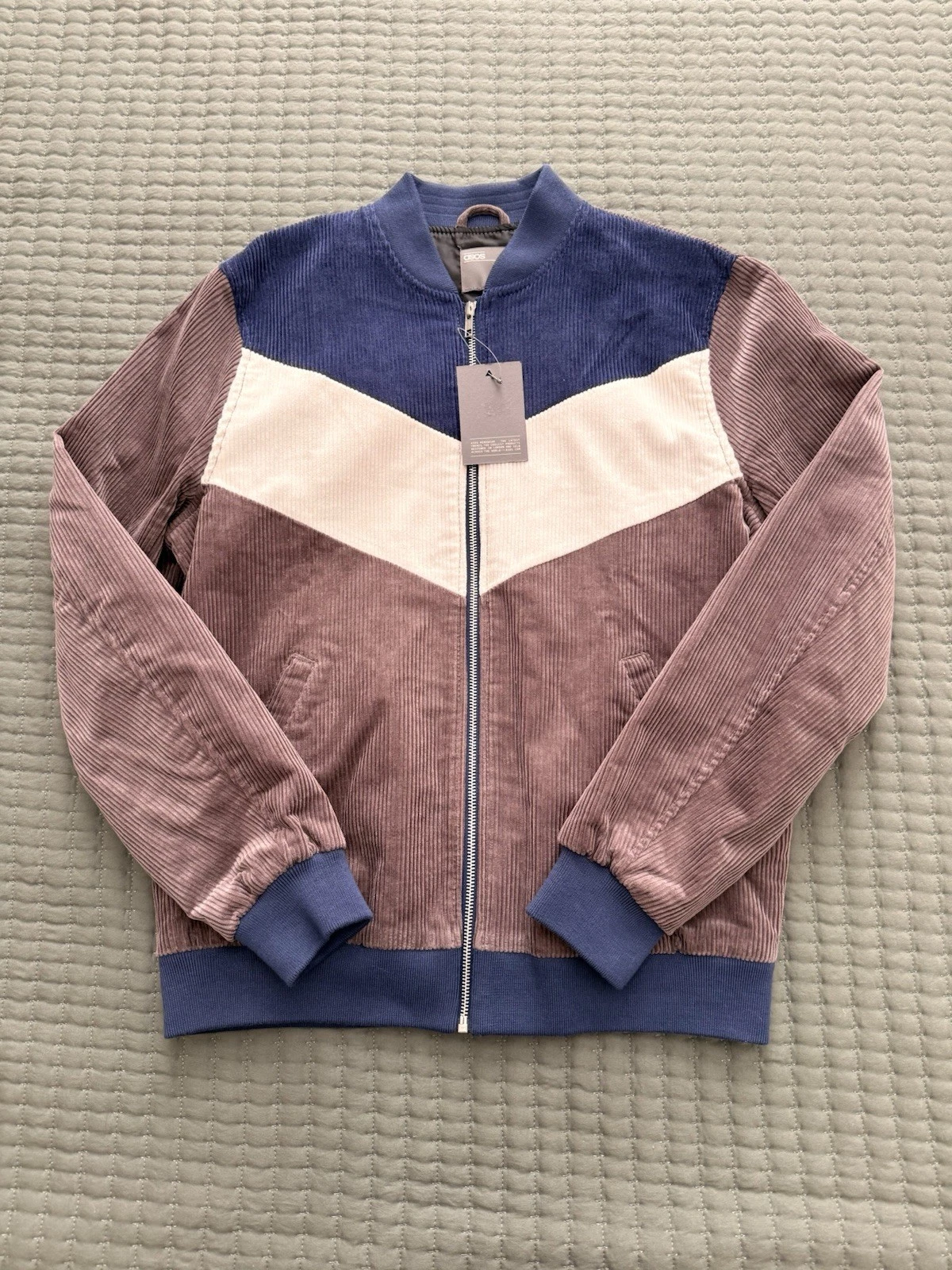 NWT ASOS Two Tone Color Block Corduroy Bomber Men’s Jacket Size Medium