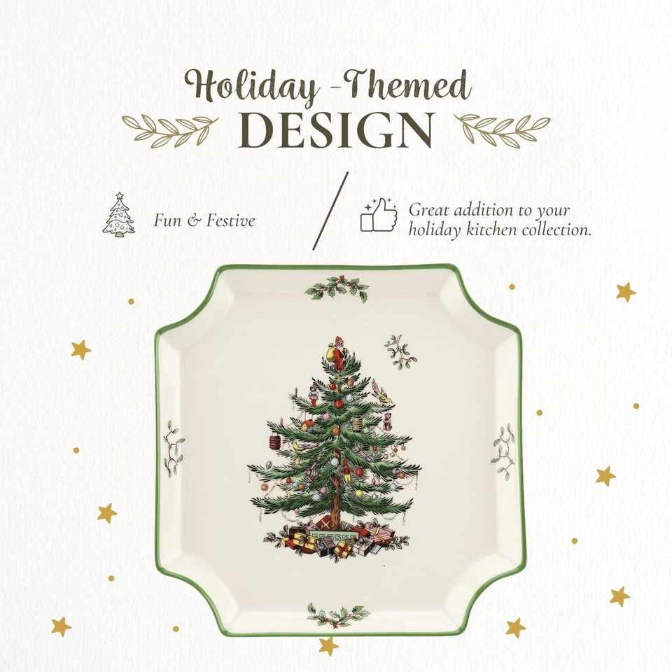 Christmas Tree Canape Plate - 8" Holiday Serving Dish for Appetizers, Dessert... - Image 3 of 4