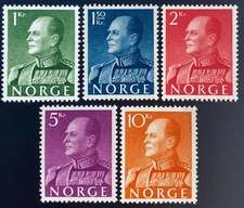 MNH (CV: 64 USD) Norway Complete King Olav 1959 Crown stamps series