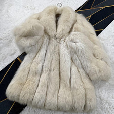 SAGA FOX Shadow Fox Fur Coat Brown Mid Length M 3 Button