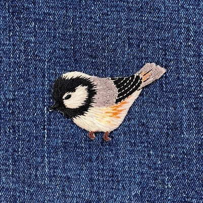 Chickadee Applique Patch - Embroidered Bird Badge 2.25'' (Iron On)