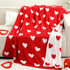 Valentine'S Day Heart Blanket 50 X 60 Inch Red Heart Throw Blanket Red and White