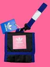 Adidas lanyard wallet neck pouch athletic three stripes black royal blue 20