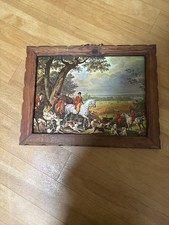 Bild Jagdszene Im Wald In Holzrahmen Unikat  45,5 x 35cm Wandbild