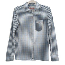 Guideboat Co Canoe Shirting Button Down Mens S Blue Gingham Seersucker USA Made