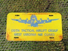 Vintage West Virginia Air Guard 130th Tactical Airlift Group License Plate C-130