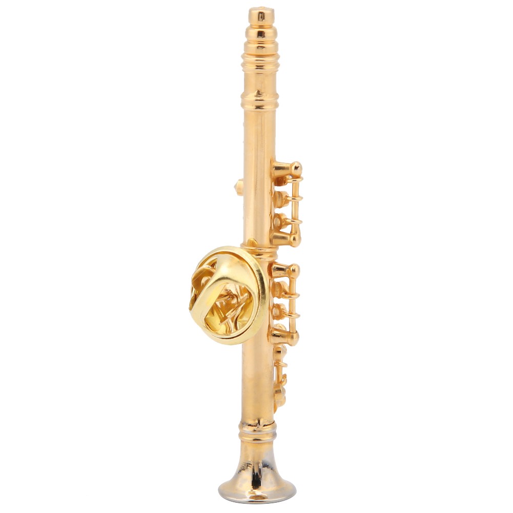 Gold Plating Clarinet Brooch Elegant Pin For Music Lovers