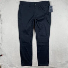 BYLT Chino Pants Mens 35x31 Navy Blue Tapered Stretch Commuter Golf Office New