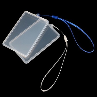 Flip Case Cover ID Card Holder w/Lanyard Name Tag Employee Access Card Holder