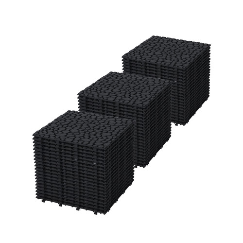12x12 Inch Black Interlocking Deck Tiles 60 Pack Waterproof Outdoor Anti-Slip