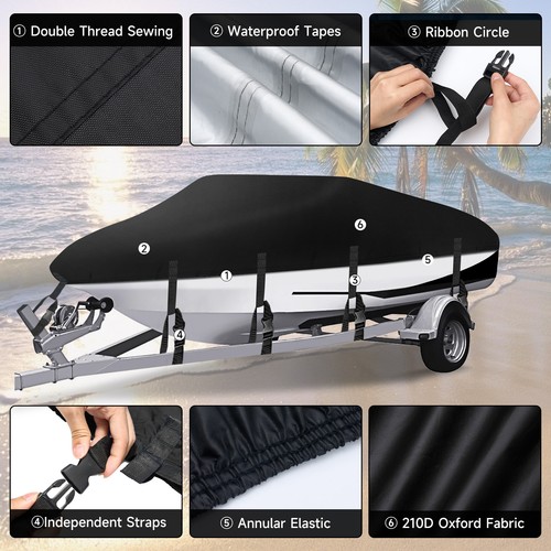 NEVERLAND 17-19Ft Aluminum V-hull Bass Boat Trailerable Waterproof Boat Cover - 第 2/13 張圖片