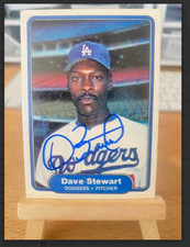 1982 Fleer Dave Stewart RC Auto Signed Card #24 – Rookie – Dodgers – Clean Auto