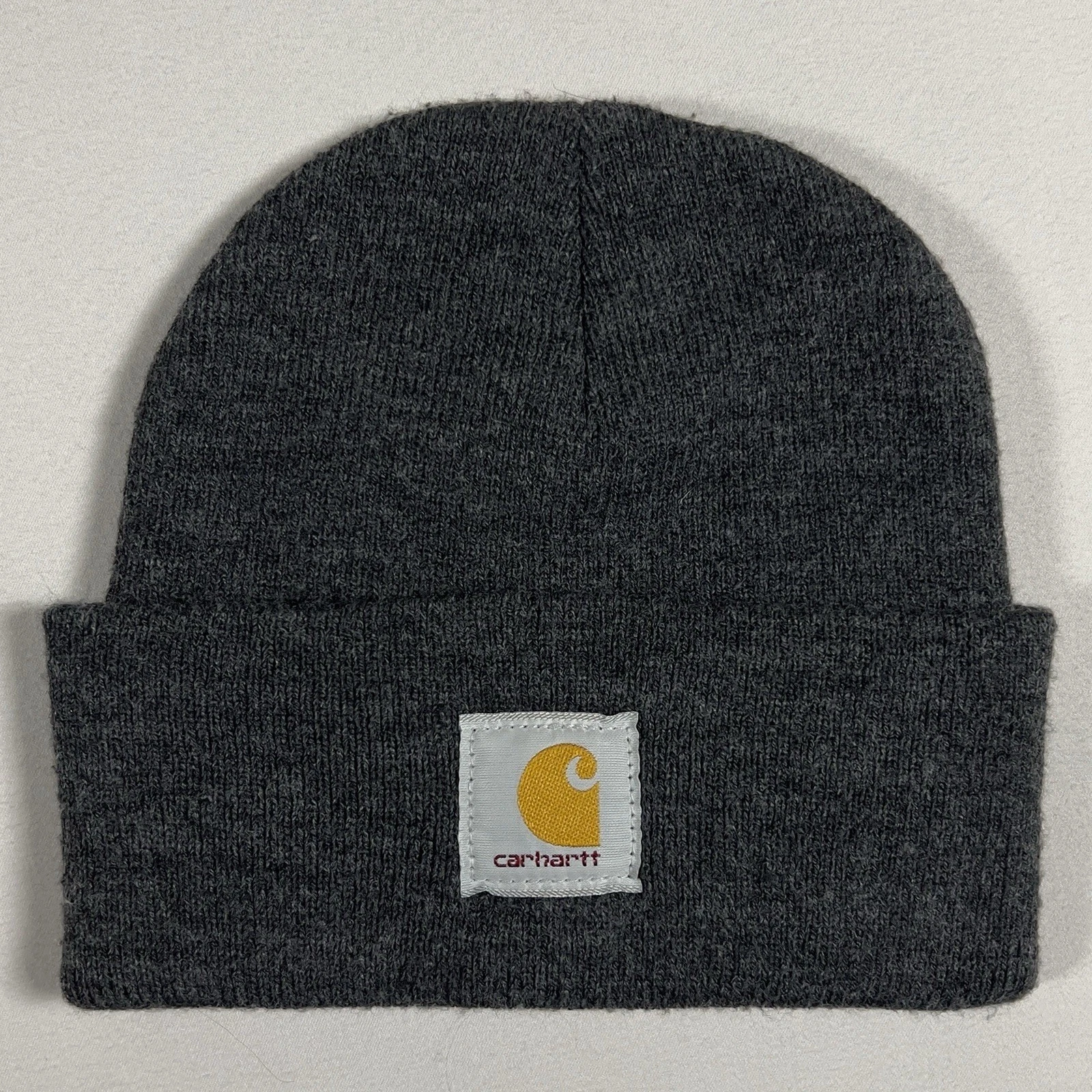 Carhartt A18 Watch Hat Beanie Gray Acrylic Cuffed Logo One Size Knit Cap USA
