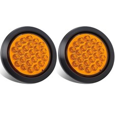2Pcs 4 Inch Round Amber Strobe Lights 24 LED Trailer Tail Lights Amber 4" LED