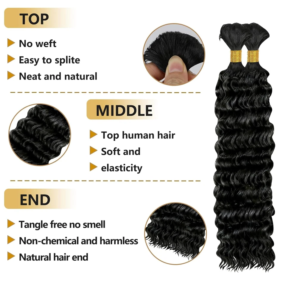 Cabello trenzado humano para trenzas boho humano 195G 18 pulgadas cabello boho rizado para trenza Foto 3 de 4
