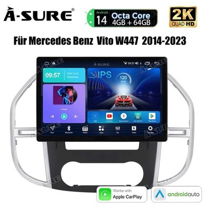 13.1'' 8-Core Android 14 Autoradio Carplay IPS Screen Für Mercedes Benz Vito W447