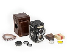 Ex Rollei Rolleiflex 3.5F TLR Film Camera with Planar 75mm f/3.5 Lens